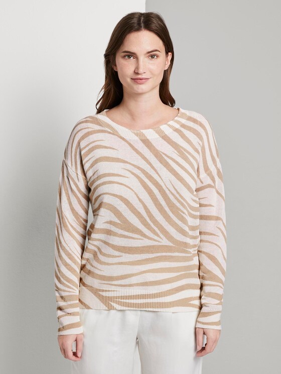 Pullover im Zebra-Muster - Frauen - ecru zebra design Pullover im Zebra-Muster - Frauen - ecru zebra design - 1 - Mine to five