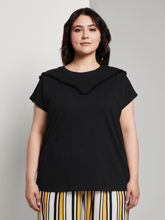 T-Shirt mit Fransen-Detail - Frauen - Deep Black T-Shirt mit Fransen-Detail - Frauen - Deep Black - 1 - My True Me