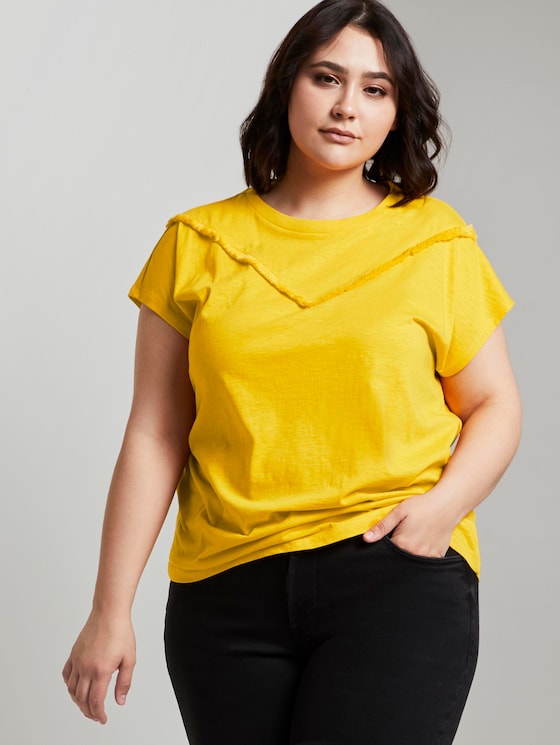 T-Shirt mit Fransen-Detail - Frauen - deep golden yellow T-Shirt mit Fransen-Detail - Frauen - deep golden yellow - 5 - My True Me