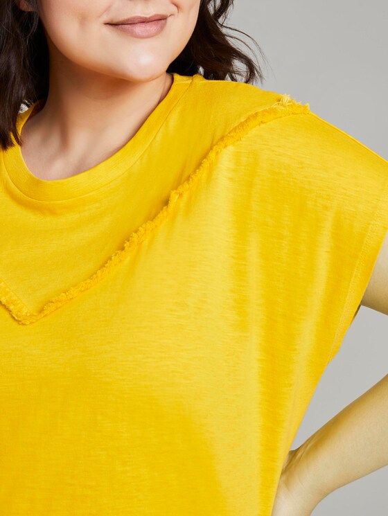 T-Shirt mit Fransen-Detail - Frauen - deep golden yellow T-Shirt mit Fransen-Detail - Frauen - deep golden yellow - 9 - My True Me
