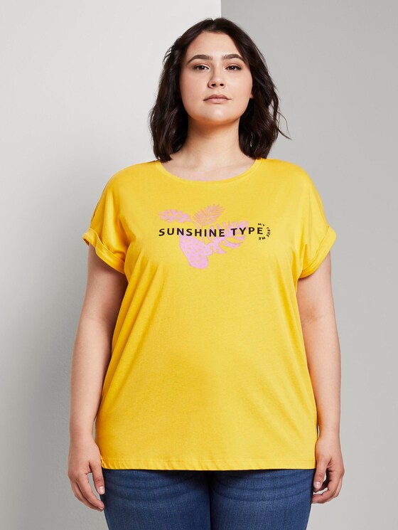 Print T-Shirt mit Bio-Baumwolle - Frauen - deep golden yellow Print T-Shirt mit Bio-Baumwolle - Frauen - deep golden yellow - 1 - My True Me