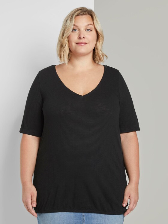 T-Shirt mit elastischem Bündchen - Frauen - Deep Black T-Shirt mit elastischem Bündchen - Frauen - Deep Black - 1 - My True Me