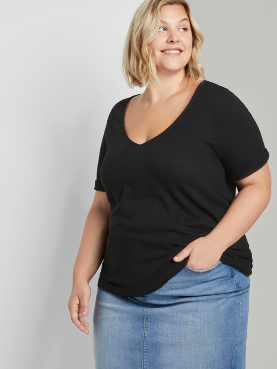 T-Shirt mit elastischem Bündchen - Frauen - Deep Black T-Shirt mit elastischem Bündchen - Frauen - Deep Black - 5 - My True Me