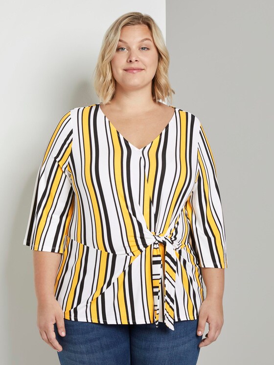 Blouse with knotted details - Women - black yellow stripe Blouse with knotted details - Women - black yellow stripe - 1 - My True Me