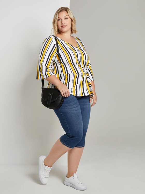 Blouse with knotted details - Women - black yellow stripe Blouse with knotted details - Women - black yellow stripe - 3 - My True Me