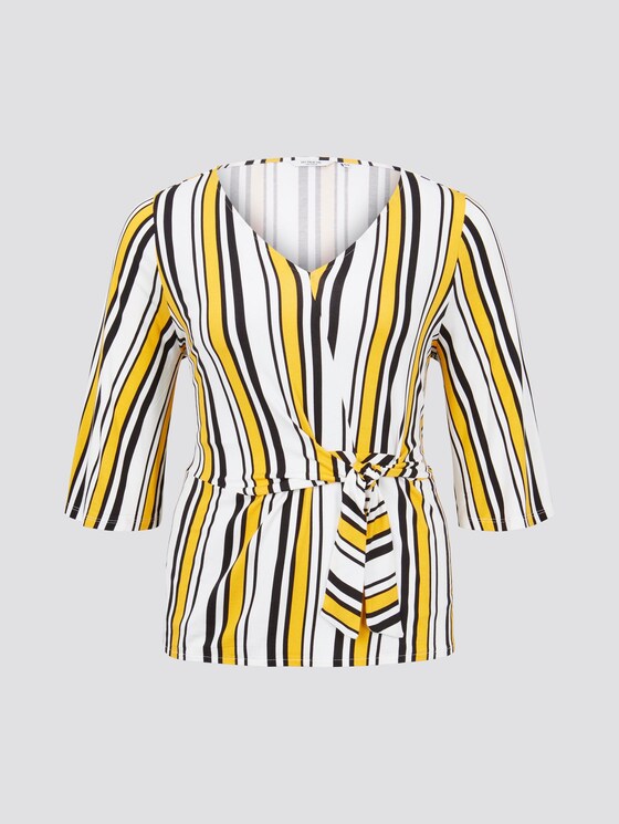 Blouse with knotted details - Women - black yellow stripe Blouse with knotted details - Women - black yellow stripe - 7 - My True Me