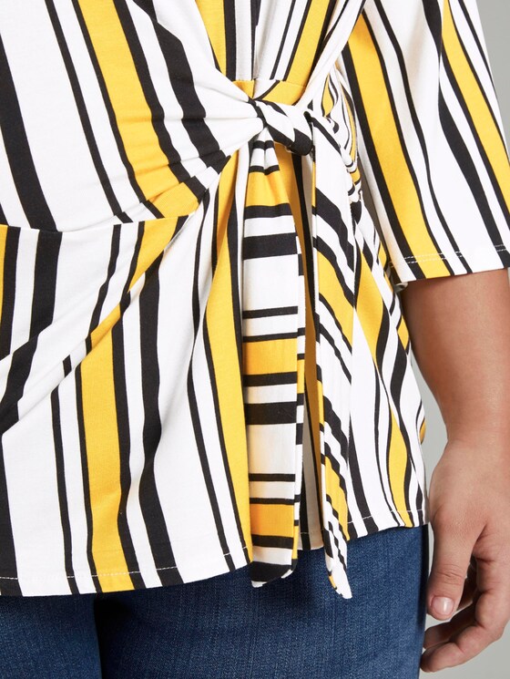 Blouse with knotted details - Women - black yellow stripe Blouse with knotted details - Women - black yellow stripe - 9 - My True Me