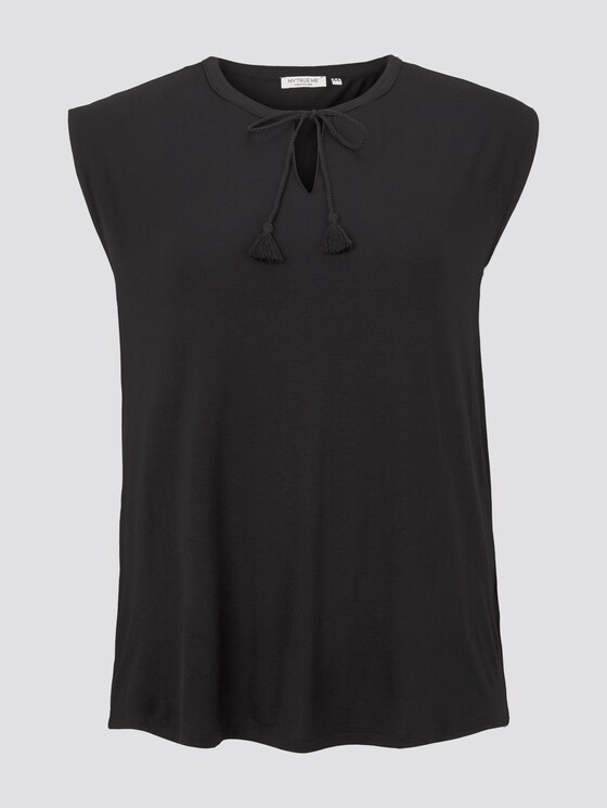Ärmellose Bluse mit Schleifen-Detail - Frauen - Deep Black Ärmellose Bluse mit Schleifen-Detail - Frauen - Deep Black - 7 - My True Me