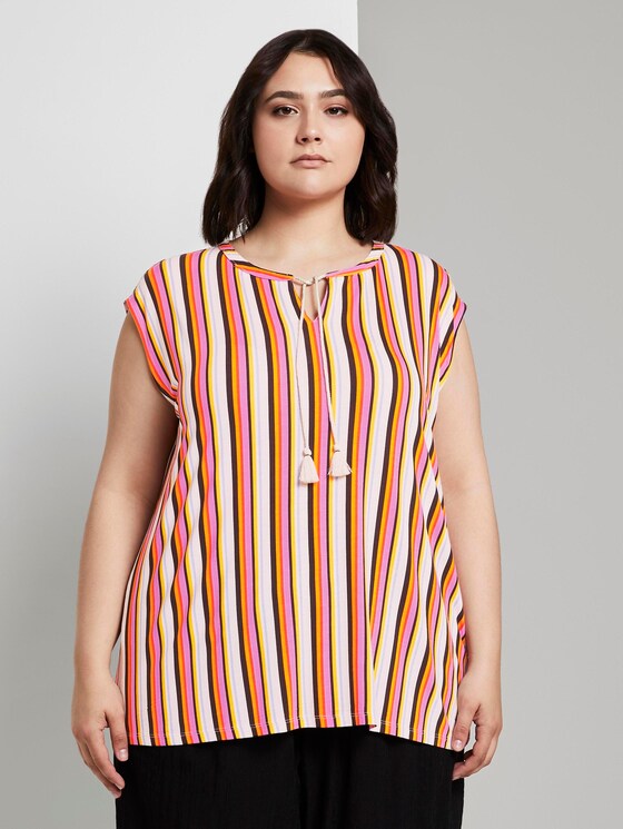 Ärmellose Bluse mit Schleifen-Detail - Frauen - mutlicolor stripe Ärmellose Bluse mit Schleifen-Detail - Frauen - mutlicolor stripe - 1 - My True Me
