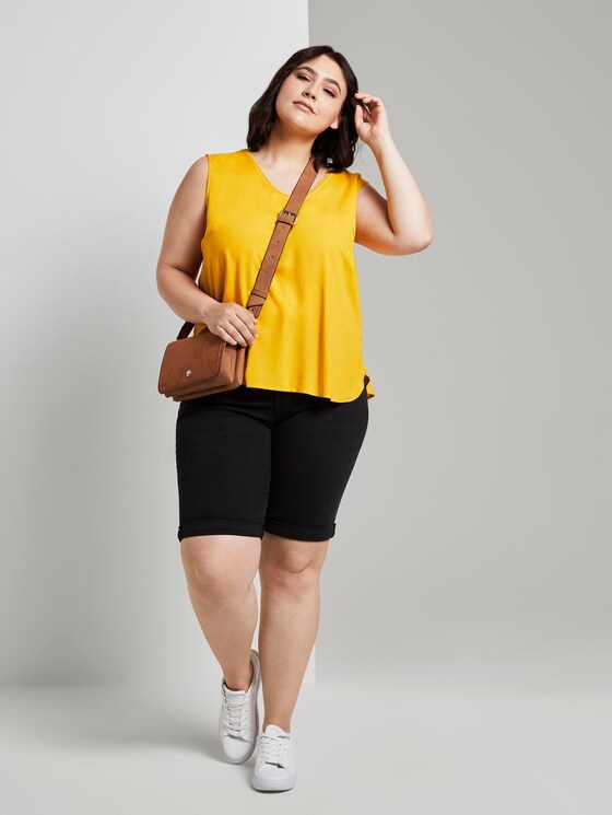Ärmellose Bluse mit Häkel-Details am Ausschnitt - Frauen - deep golden yellow Ärmellose Bluse mit Häkel-Details am Ausschnitt - Frauen - deep golden yellow - 3 - My True Me