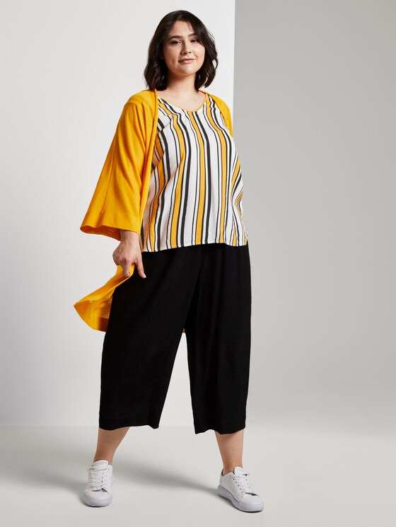 Ärmellose Bluse mit Häkel-Details am Ausschnitt - Frauen - black yellow stripe Ärmellose Bluse mit Häkel-Details am Ausschnitt - Frauen - black yellow stripe - 3 - My True Me