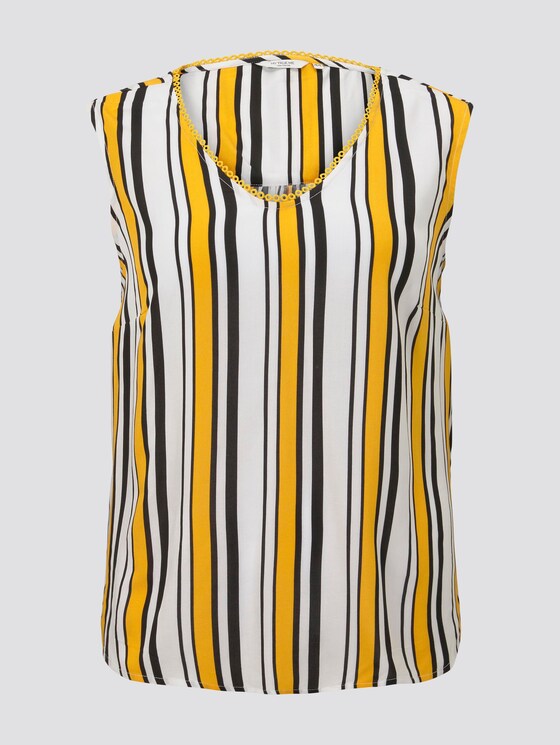 Ärmellose Bluse mit Häkel-Details am Ausschnitt - Frauen - black yellow stripe Ärmellose Bluse mit Häkel-Details am Ausschnitt - Frauen - black yellow stripe - 7 - My True Me