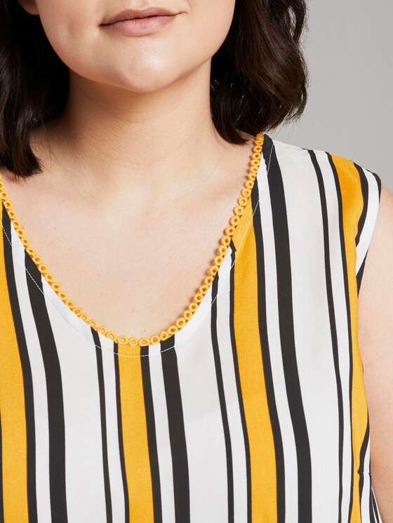 Ärmellose Bluse mit Häkel-Details am Ausschnitt - Frauen - black yellow stripe Ärmellose Bluse mit Häkel-Details am Ausschnitt - Frauen - black yellow stripe - 9 - My True Me