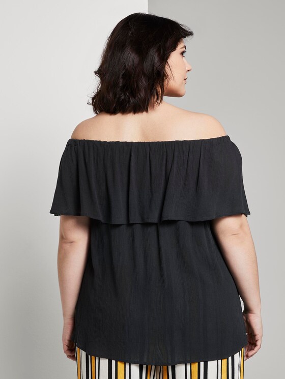 Gestreifte Carmen-Bluse - Frauen - Deep Black Gestreifte Carmen-Bluse - Frauen - Deep Black - 2 - My True Me