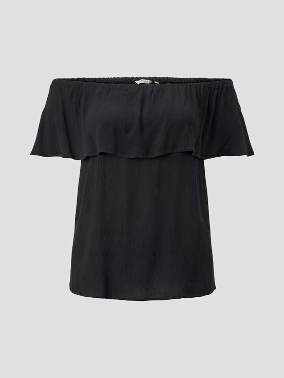 Gestreifte Carmen-Bluse - Frauen - Deep Black Gestreifte Carmen-Bluse - Frauen - Deep Black - 7 - My True Me