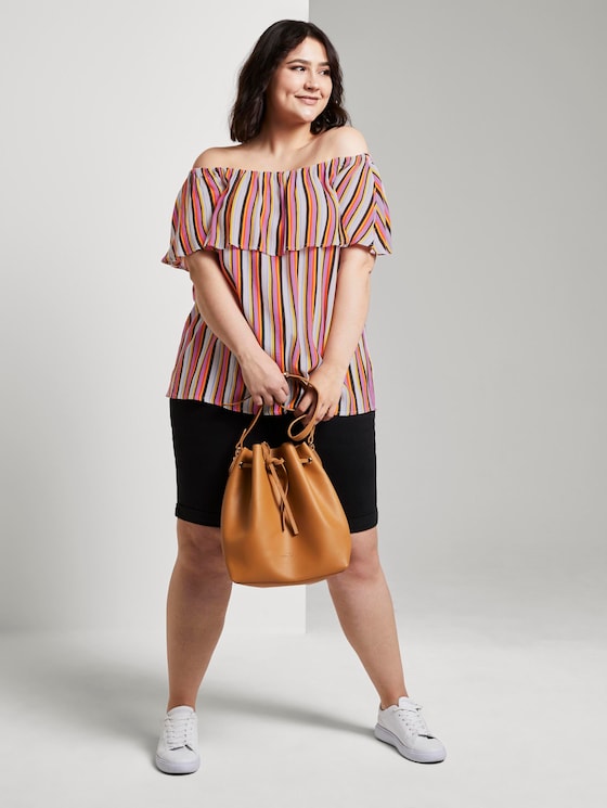 Blouse with a Carmen neckline and flounce - Women - mutlicolor stripe Blouse with a Carmen neckline and flounce - Women - mutlicolor stripe - 3 - My True Me