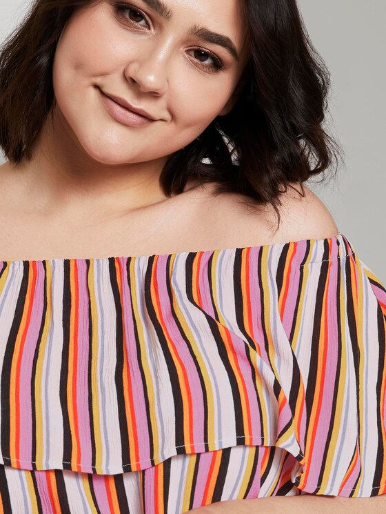 Blouse with a Carmen neckline and flounce - Women - mutlicolor stripe Blouse with a Carmen neckline and flounce - Women - mutlicolor stripe - 9 - My True Me