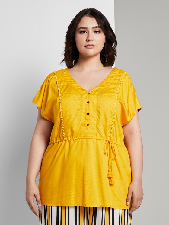 Flowing blouse with tassel details - Women - deep golden yellow Flowing blouse with tassel details - Women - deep golden yellow - 1 - My True Me