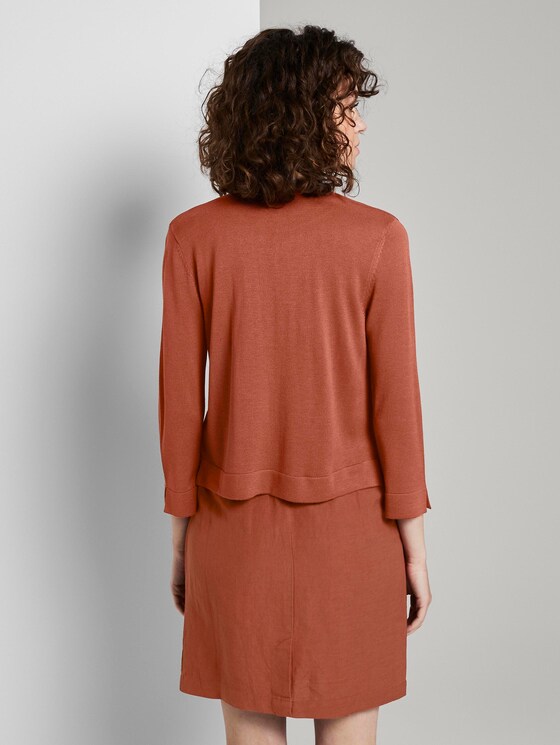 Knitted bolero with side slits - Women - Goji Orange Knitted bolero with side slits - Women - Goji Orange - 2 - TOM TAILOR