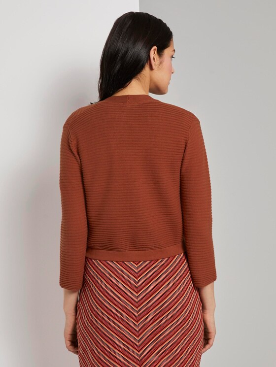Knitted bolero with an ottoman structure - Women - Goji Orange Knitted bolero with an ottoman structure - Women - Goji Orange - 2 - TOM TAILOR