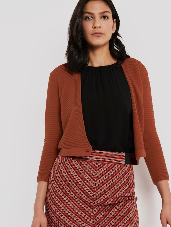 Knitted bolero with an ottoman structure - Women - Goji Orange Knitted bolero with an ottoman structure - Women - Goji Orange - 5 - TOM TAILOR