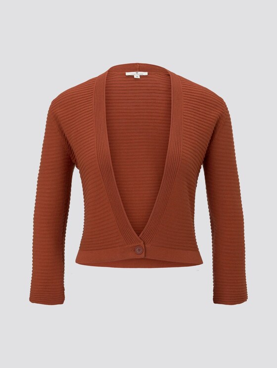 Knitted bolero with an ottoman structure - Women - Goji Orange Knitted bolero with an ottoman structure - Women - Goji Orange - 7 - TOM TAILOR