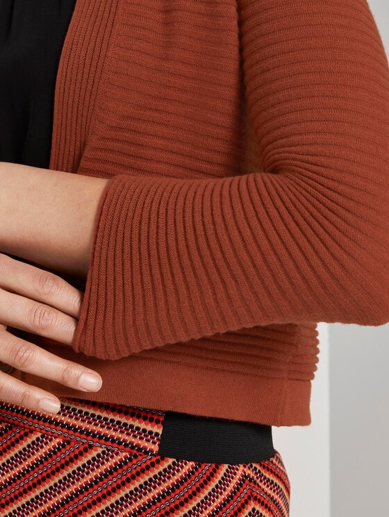 Knitted bolero with an ottoman structure - Women - Goji Orange Knitted bolero with an ottoman structure - Women - Goji Orange - 9 - TOM TAILOR