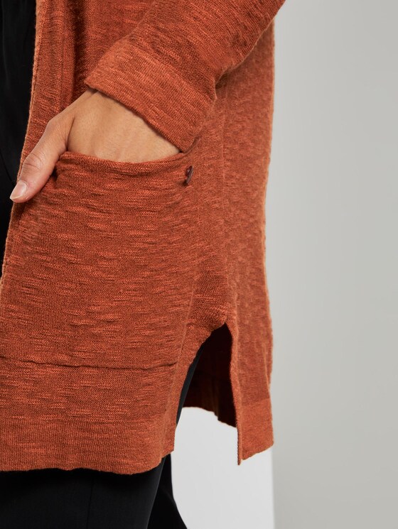 Long cardigan with loose-fit pockets - Women - Goji Orange Long cardigan with loose-fit pockets - Women - Goji Orange - 10 - TOM TAILOR