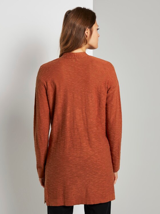 Long cardigan with loose-fit pockets - Women - Goji Orange Long cardigan with loose-fit pockets - Women - Goji Orange - 2 - TOM TAILOR