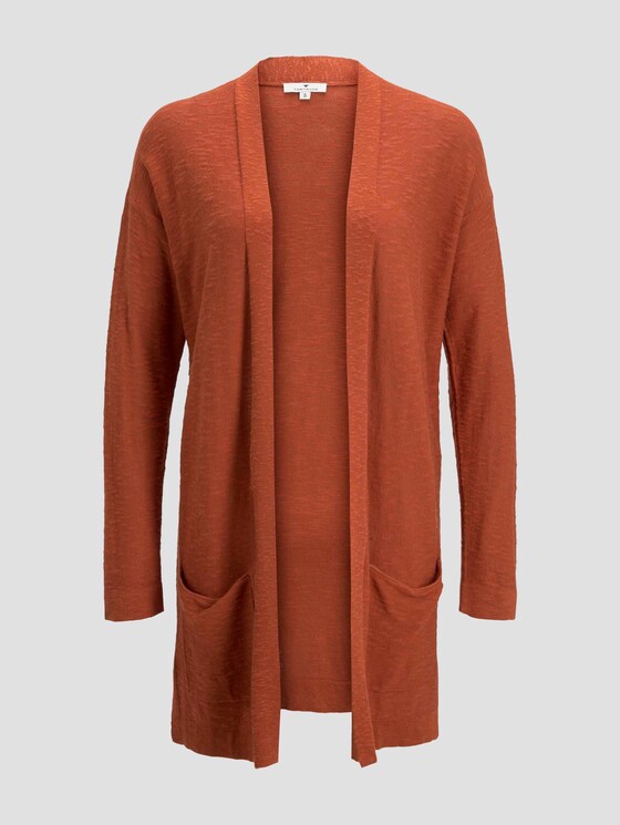 Long cardigan with loose-fit pockets - Women - Goji Orange Long cardigan with loose-fit pockets - Women - Goji Orange - 7 - TOM TAILOR