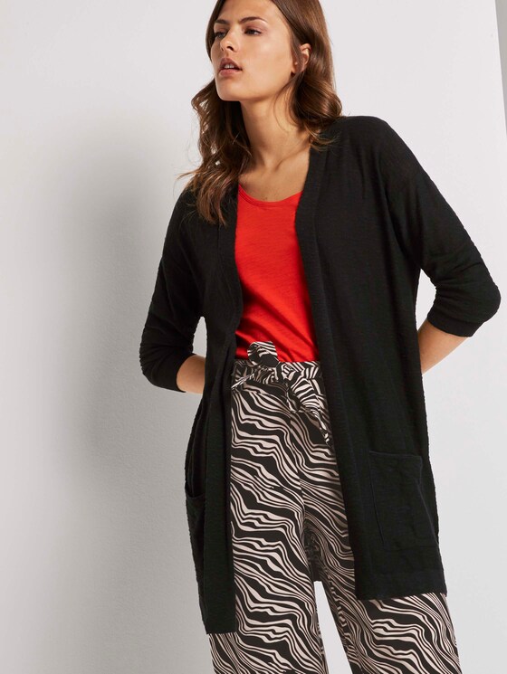 Langer Cardigan mit Taschen im Loose Fit - Frauen - Deep Black Langer Cardigan mit Taschen im Loose Fit - Frauen - Deep Black - 5 - TOM TAILOR
