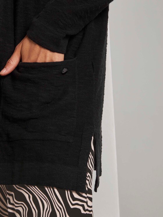 Langer Cardigan mit Taschen im Loose Fit - Frauen - Deep Black Langer Cardigan mit Taschen im Loose Fit - Frauen - Deep Black - 9 - TOM TAILOR