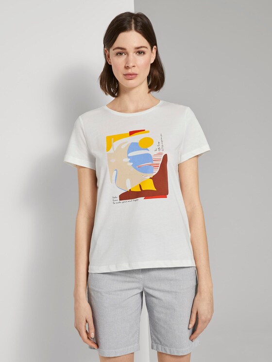 T-shirt with artwork - Women - Dove White T-shirt with artwork - Women - Dove White - 1 - TOM TAILOR