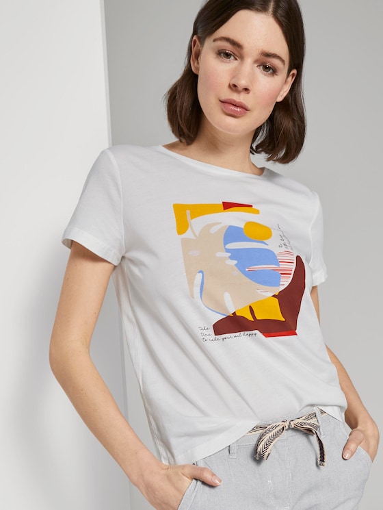 T-shirt with artwork - Women - Dove White T-shirt with artwork - Women - Dove White - 5 - TOM TAILOR