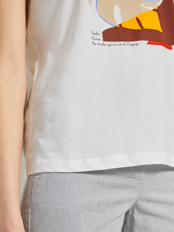 T-shirt with artwork - Women - Dove White T-shirt with artwork - Women - Dove White - 9 - TOM TAILOR