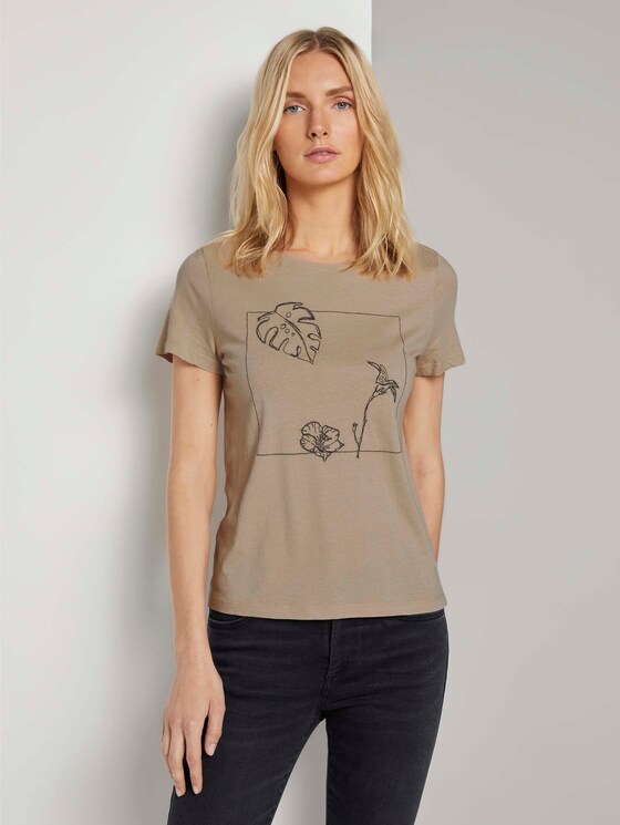 Motivprint T-Shirt mit Bio-Baumwolle - Frauen - cream toffee Motivprint T-Shirt mit Bio-Baumwolle - Frauen - cream toffee - 1 - TOM TAILOR