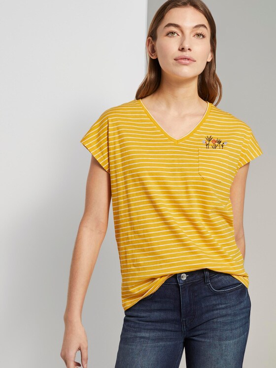 T-Shirt mit Brusttasche - Frauen - yellow offwhite stripe T-Shirt mit Brusttasche - Frauen - yellow offwhite stripe - 5 - TOM TAILOR