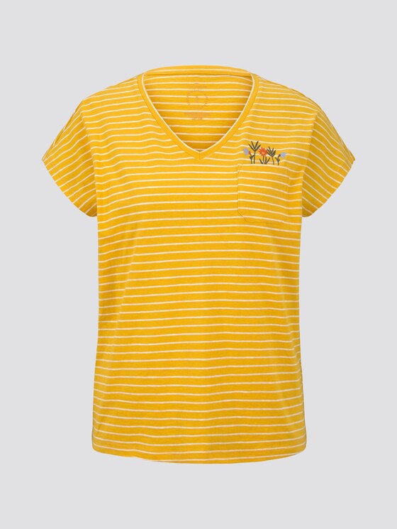 T-Shirt mit Brusttasche - Frauen - yellow offwhite stripe T-Shirt mit Brusttasche - Frauen - yellow offwhite stripe - 7 - TOM TAILOR
