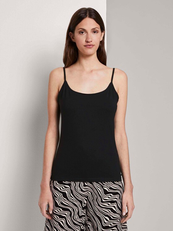 Basic Top mit Spaghettiträgern - Frauen - Deep Black Basic Top mit Spaghettiträgern - Frauen - Deep Black - 1 - TOM TAILOR