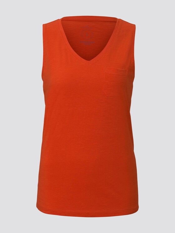 Top mit Brusttasche und Seitenschlitzen - Frauen - strong flame orange Top mit Brusttasche und Seitenschlitzen - Frauen - strong flame orange - 7 - TOM TAILOR