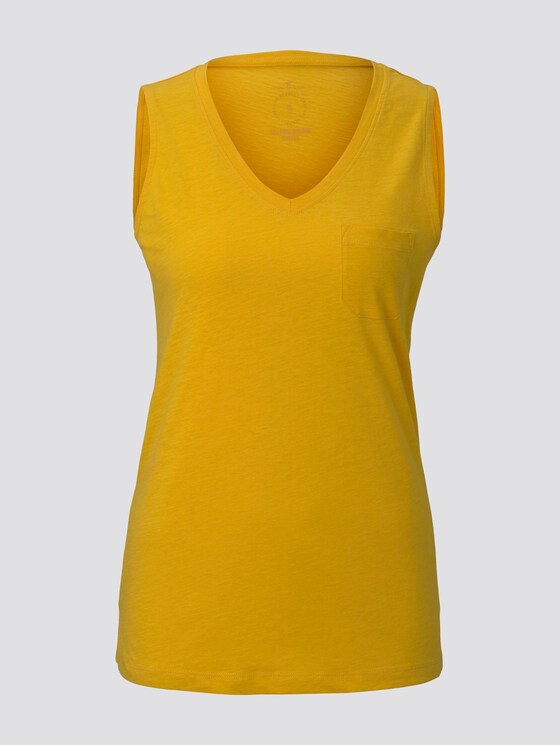 Top mit Brusttasche und Seitenschlitzen - Frauen - deep golden yellow Top mit Brusttasche und Seitenschlitzen - Frauen - deep golden yellow - 7 - TOM TAILOR