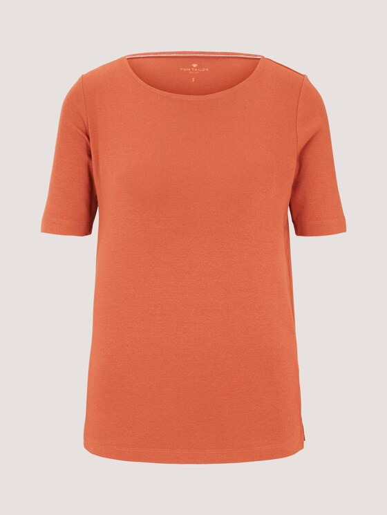 Basic T-Shirt mit weitem Ausschnitt - Frauen - Goji-Orange Basic T-Shirt mit weitem Ausschnitt - Frauen - Goji-Orange - 7 - TOM TAILOR