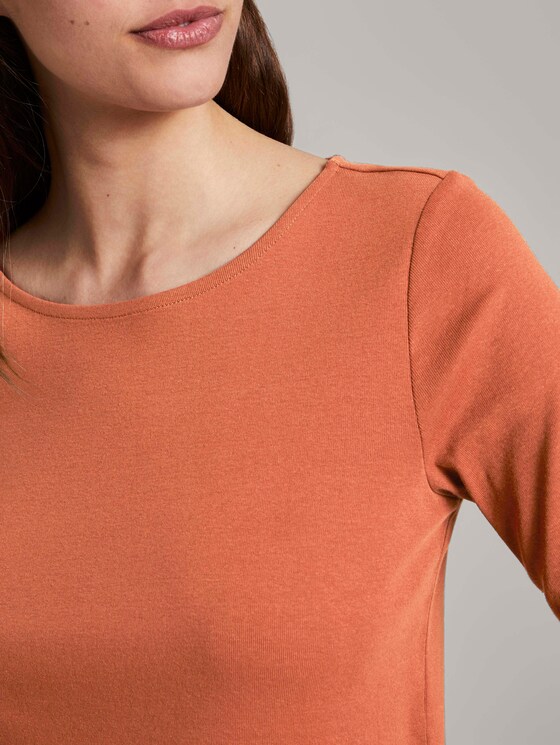 Basic T-Shirt mit weitem Ausschnitt - Frauen - Goji-Orange Basic T-Shirt mit weitem Ausschnitt - Frauen - Goji-Orange - 9 - TOM TAILOR