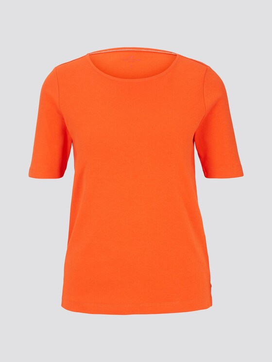 Basic T-Shirt mit weitem Ausschnitt - Frauen - strong flame orange Basic T-Shirt mit weitem Ausschnitt - Frauen - strong flame orange - 7 - TOM TAILOR