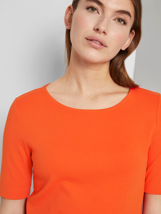 Basic T-Shirt mit weitem Ausschnitt - Frauen - strong flame orange Basic T-Shirt mit weitem Ausschnitt - Frauen - strong flame orange - 9 - TOM TAILOR