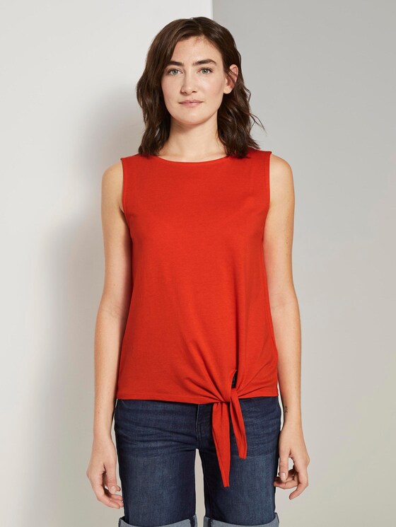 Top mit Knotendetail - Frauen - strong flame orange Top mit Knotendetail - Frauen - strong flame orange - 1 - TOM TAILOR