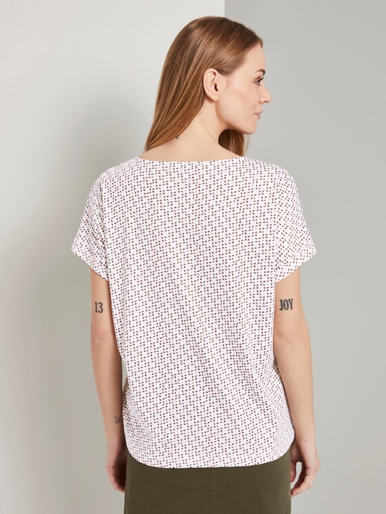 Printed T-shirt in a material mix - Women - white geometric design Printed T-shirt in a material mix - Women - white geometric design - 2 - TOM TAILOR