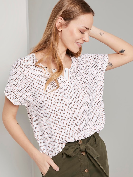 Printed T-shirt in a material mix - Women - white geometric design Printed T-shirt in a material mix - Women - white geometric design - 5 - TOM TAILOR