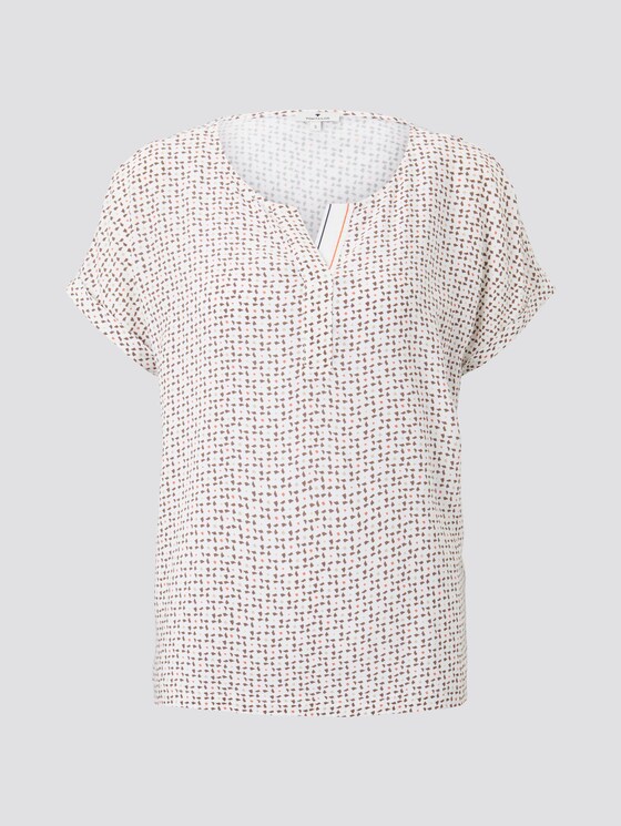 Printed T-shirt in a material mix - Women - white geometric design Printed T-shirt in a material mix - Women - white geometric design - 7 - TOM TAILOR