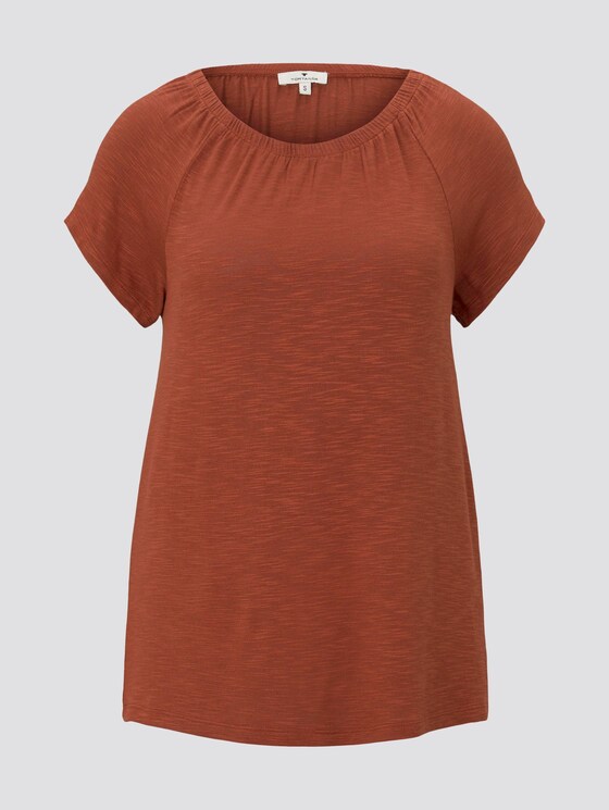 Basic T-Shirt mit Carmen-Ausschnitt - Frauen - dark goji orange Basic T-Shirt mit Carmen-Ausschnitt - Frauen - dark goji orange - 7 - TOM TAILOR